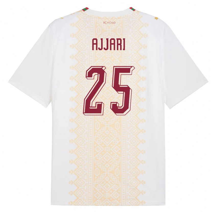 Danxen Niño Camiseta Marruecos Reda Ajjari #25 Blanco Oro Rojo 2ª Equipación 26-28 La Camisa México