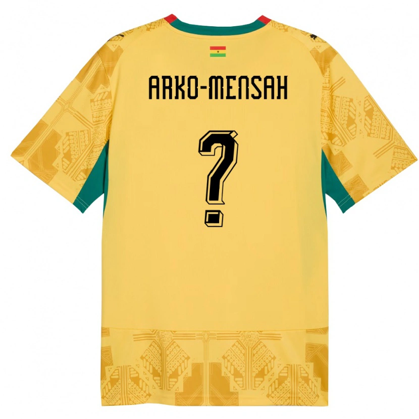Danxen Niño Camiseta Ghana Edmund Arko-Mensah #0 Amarillo Rojo Negro 2ª Equipación 26-28 La Camisa México
