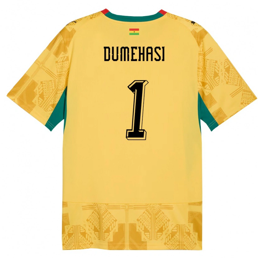 Danxen Niño Camiseta Ghana Fafali Dumehasi #1 Amarillo Rojo Negro 2ª Equipación 26-28 La Camisa México