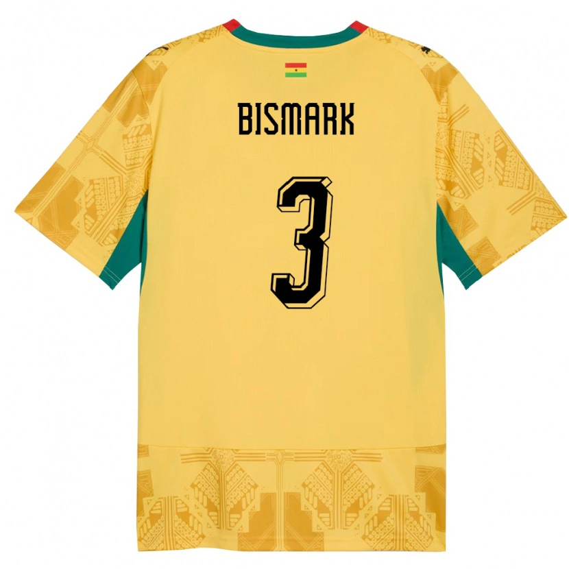 Danxen Niño Camiseta Ghana Anim Bismark #3 Amarillo Rojo Negro 2ª Equipación 26-28 La Camisa México