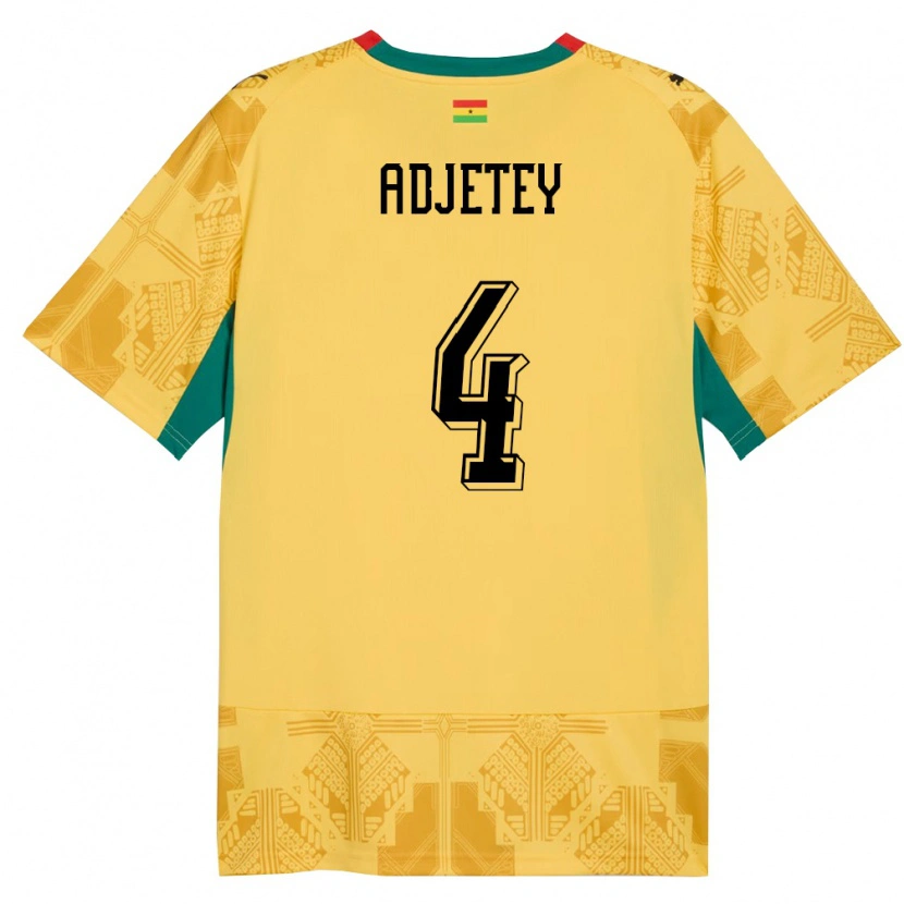 Danxen Niño Camiseta Ghana Jonas Adjetey #4 Amarillo Rojo Negro 2ª Equipación 26-28 La Camisa México