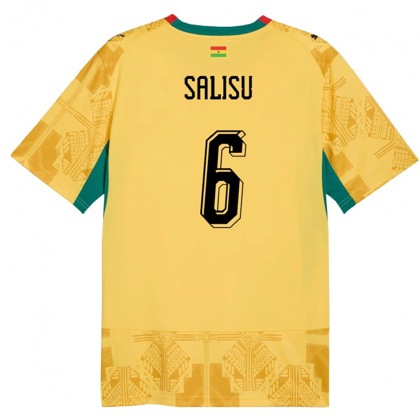 Danxen Niño Camiseta Ghana Mohammed Salisu #6 Amarillo Rojo Negro 2ª Equipación 26-28 La Camisa México