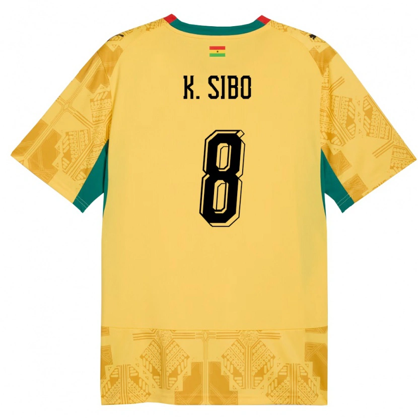 Danxen Niño Camiseta Ghana Kwasi Sibo #8 Amarillo Rojo Negro 2ª Equipación 26-28 La Camisa México
