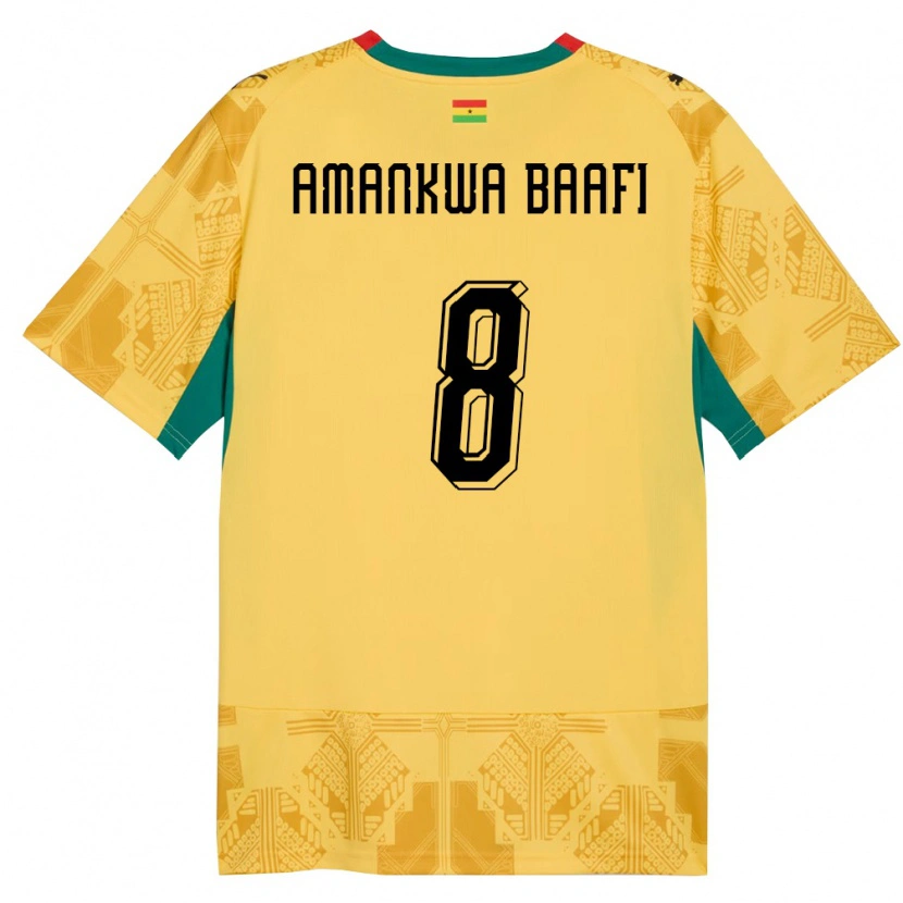 Danxen Niño Camiseta Ghana Yaw Amankwa Baafi #8 Amarillo Rojo Negro 2ª Equipación 26-28 La Camisa México