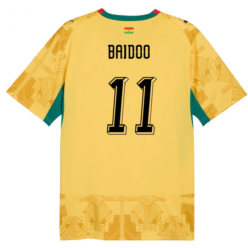 Danxen Niño Camiseta Ghana Michael Baidoo #11 Amarillo Rojo Negro 2ª Equipación 26-28 La Camisa México