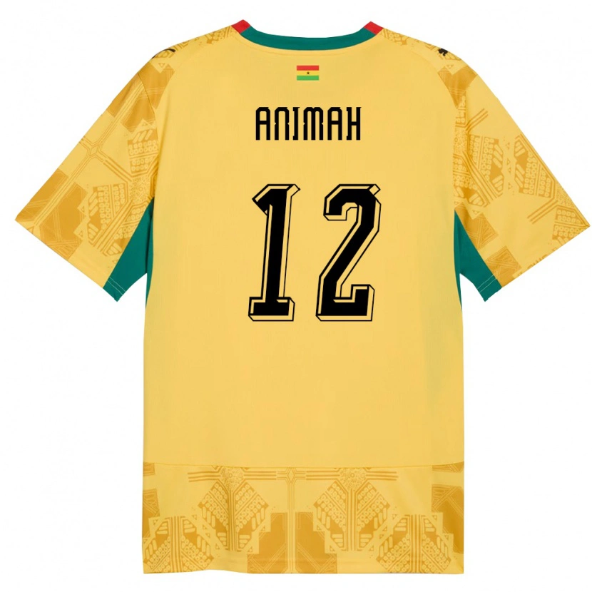 Danxen Niño Camiseta Ghana Grace Animah #12 Amarillo Rojo Negro 2ª Equipación 26-28 La Camisa México