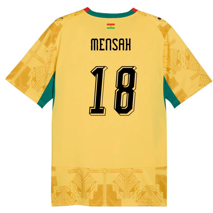 Danxen Niño Camiseta Ghana Isaac Mensah #18 Amarillo Rojo Negro 2ª Equipación 26-28 La Camisa México