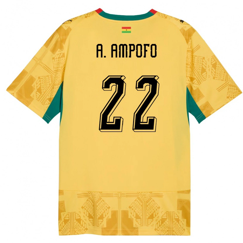 Danxen Niño Camiseta Ghana Eugene Amankwah Ampofo #22 Amarillo Rojo Negro 2ª Equipación 26-28 La Camisa México