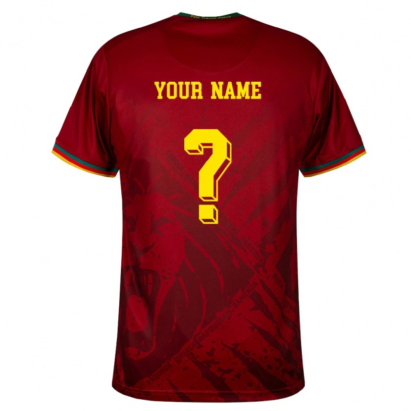 Danxen Niño Camiseta Camerún Su Nombre #0 Rojo Oscuro Verde Amarillo 2ª Equipación 26-28 La Camisa México