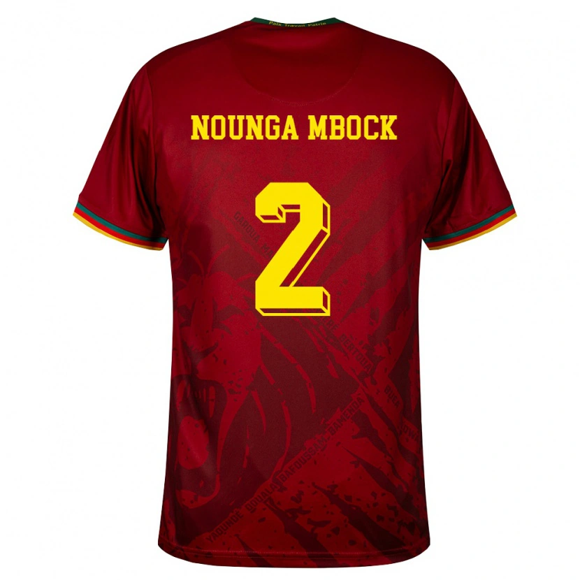 Danxen Niño Camiseta Camerún Eiffrel Hernandez Nounga Mbock #2 Rojo Oscuro Verde Amarillo 2ª Equipación 26-28 La Camisa México