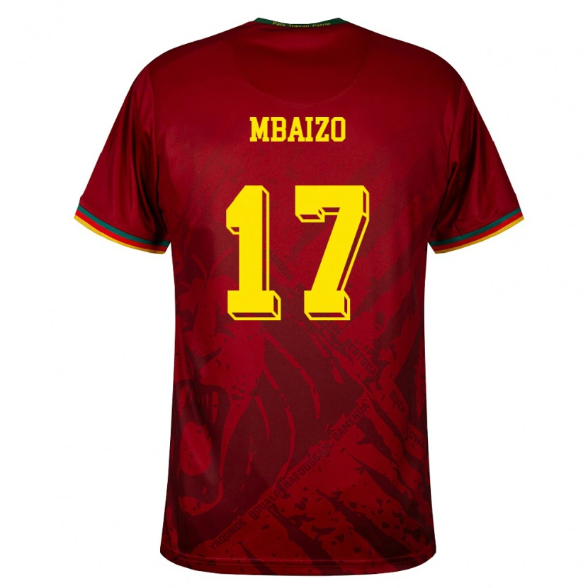 Danxen Niño Camiseta Camerún Olivier Mbaizo #17 Rojo Oscuro Verde Amarillo 2ª Equipación 26-28 La Camisa México