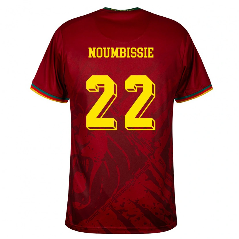Danxen Niño Camiseta Camerún Stéphane Noumbissie #22 Rojo Oscuro Verde Amarillo 2ª Equipación 26-28 La Camisa México