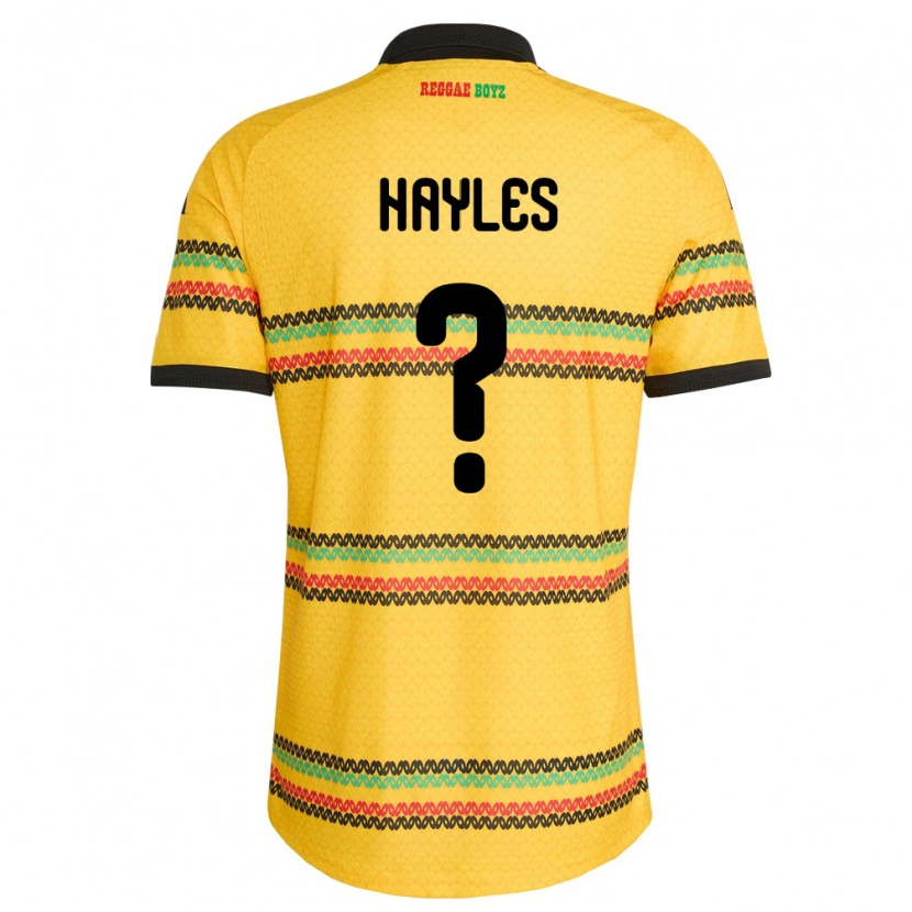 Danxen Hombre Camiseta Jamaica Shania Hayles #0 Amarillo Negro Verde 1ª Equipación 26-28 La Camisa México