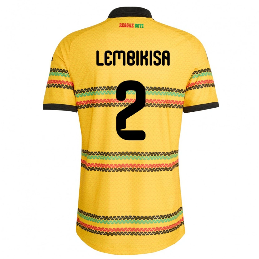 Danxen Hombre Camiseta Jamaica Dexter Lembikisa #2 Amarillo Negro Verde 1ª Equipación 26-28 La Camisa México