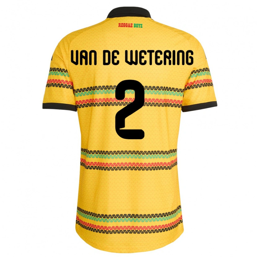 Danxen Hombre Camiseta Jamaica Marlon Van De Wetering #2 Amarillo Negro Verde 1ª Equipación 26-28 La Camisa México