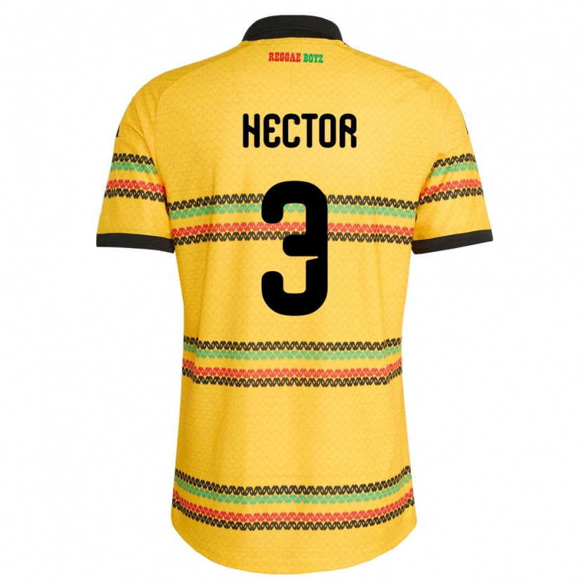 Danxen Hombre Camiseta Jamaica Michael Hector #3 Amarillo Negro Verde 1ª Equipación 26-28 La Camisa México