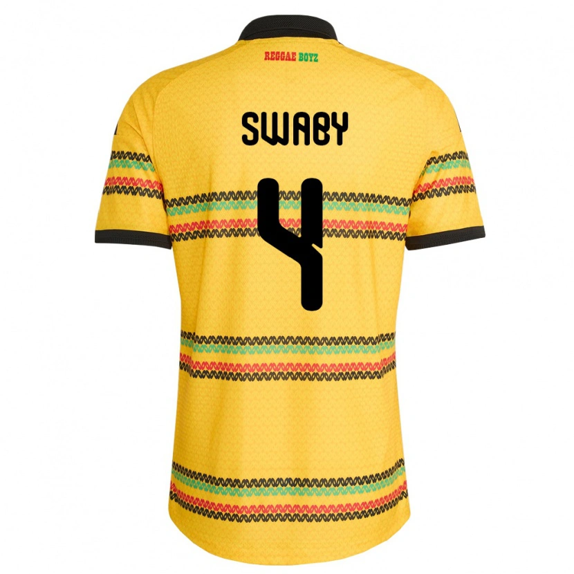Danxen Hombre Camiseta Jamaica Chantelle Swaby #4 Amarillo Negro Verde 1ª Equipación 26-28 La Camisa México
