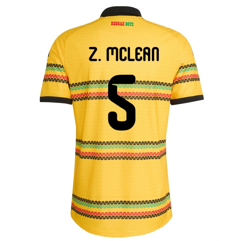 Danxen Hombre Camiseta Jamaica Zienodean Mclean #5 Amarillo Negro Verde 1ª Equipación 26-28 La Camisa México