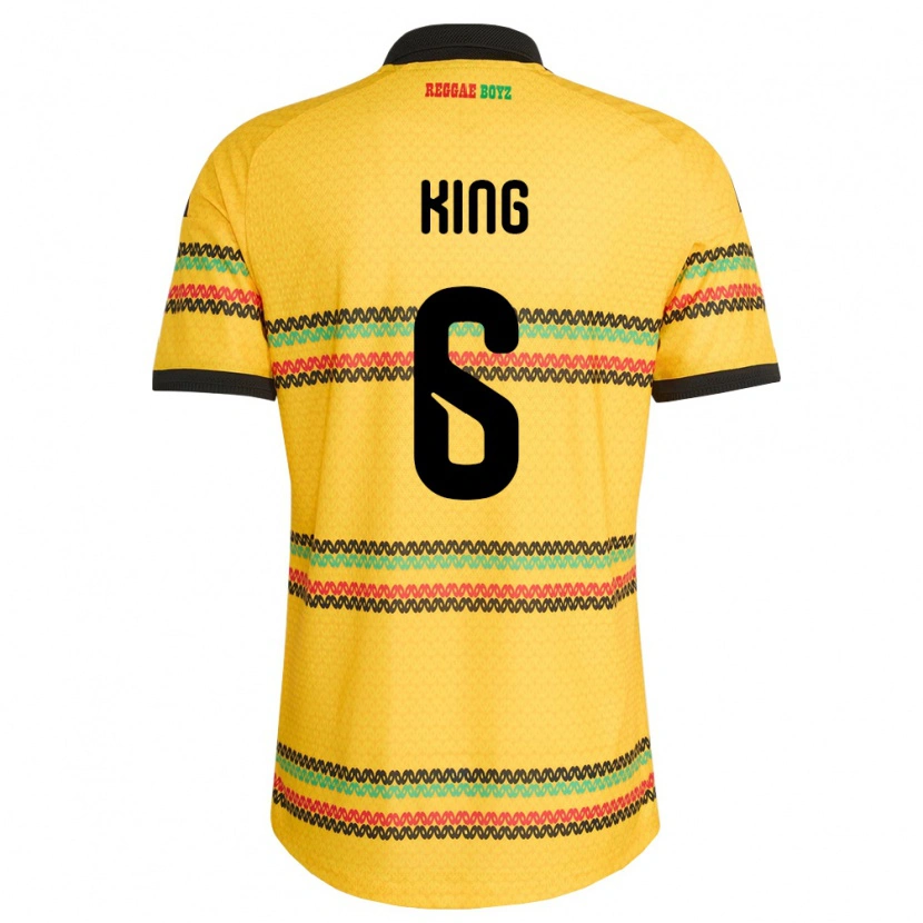 Danxen Hombre Camiseta Jamaica Richard King #6 Amarillo Negro Verde 1ª Equipación 26-28 La Camisa México