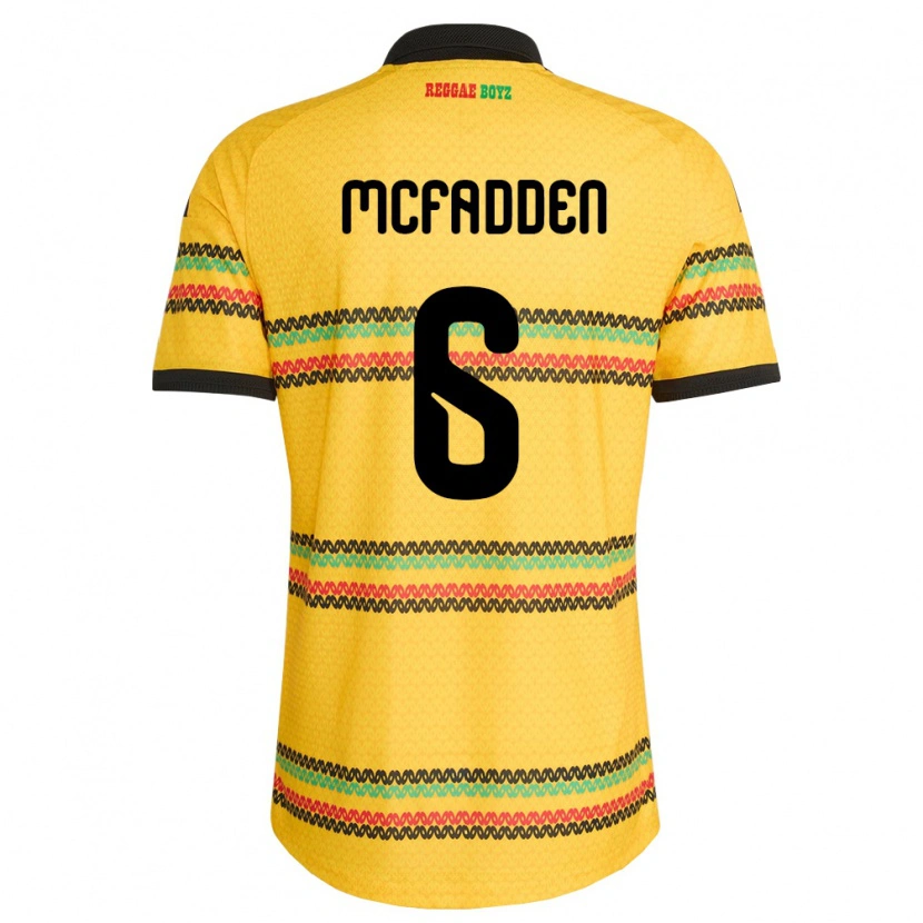 Danxen Hombre Camiseta Jamaica Logan Mcfadden #6 Amarillo Negro Verde 1ª Equipación 26-28 La Camisa México