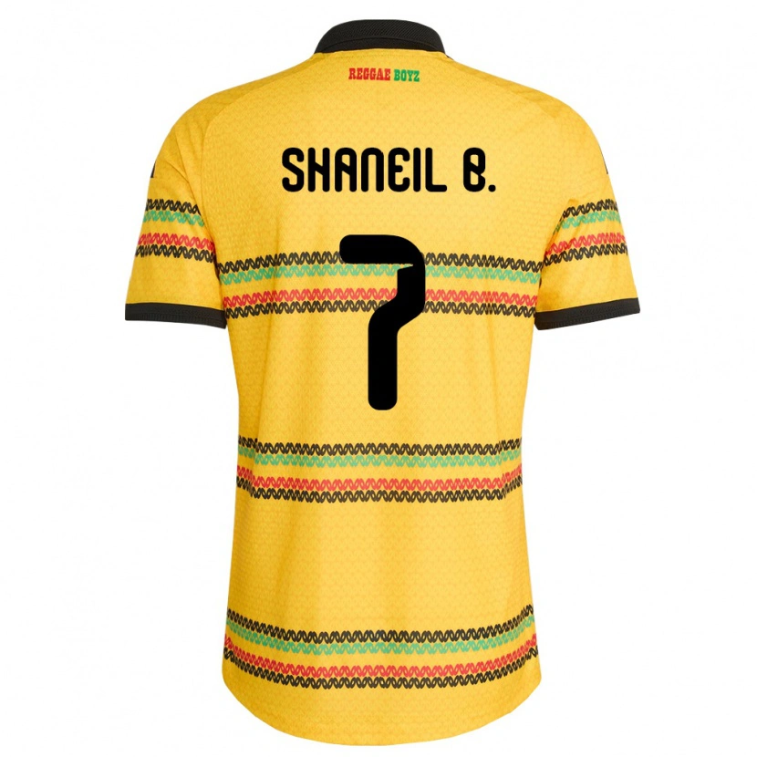 Danxen Hombre Camiseta Jamaica Shaneil Buckley #7 Amarillo Negro Verde 1ª Equipación 26-28 La Camisa México