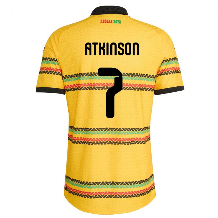 Danxen Hombre Camiseta Jamaica Natoya Atkinson #7 Amarillo Negro Verde 1ª Equipación 26-28 La Camisa México