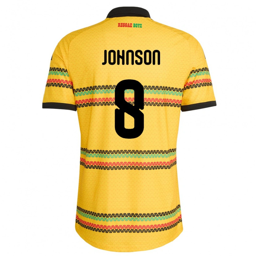 Danxen Hombre Camiseta Jamaica Daniel Johnson #8 Amarillo Negro Verde 1ª Equipación 26-28 La Camisa México