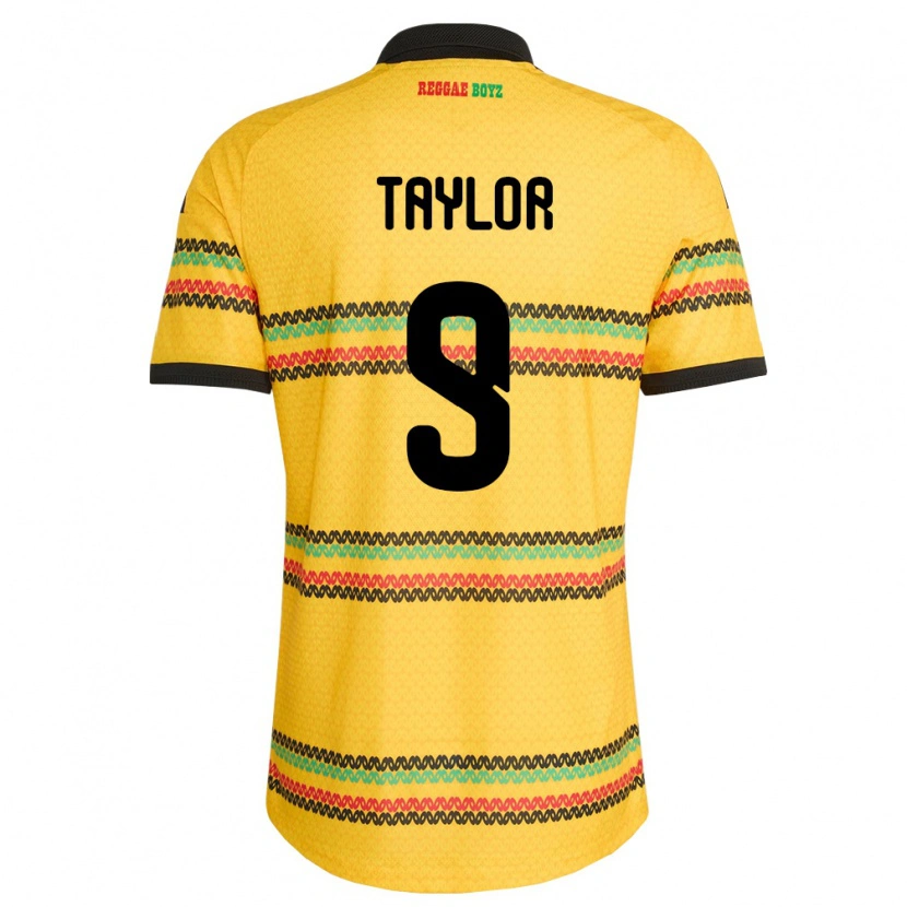 Danxen Hombre Camiseta Jamaica Giovanni Taylor #9 Amarillo Negro Verde 1ª Equipación 26-28 La Camisa México
