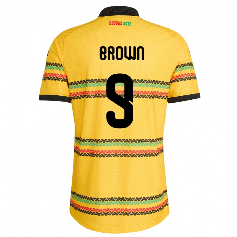 Danxen Hombre Camiseta Jamaica Kelvin Brown #9 Amarillo Negro Verde 1ª Equipación 26-28 La Camisa México
