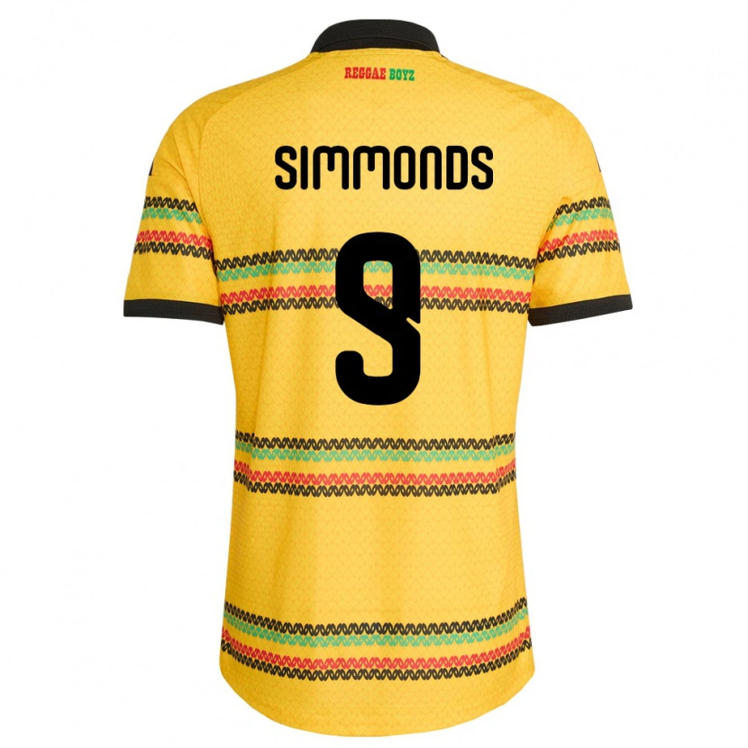 Danxen Hombre Camiseta Jamaica Kameron Simmonds #9 Amarillo Negro Verde 1ª Equipación 26-28 La Camisa México