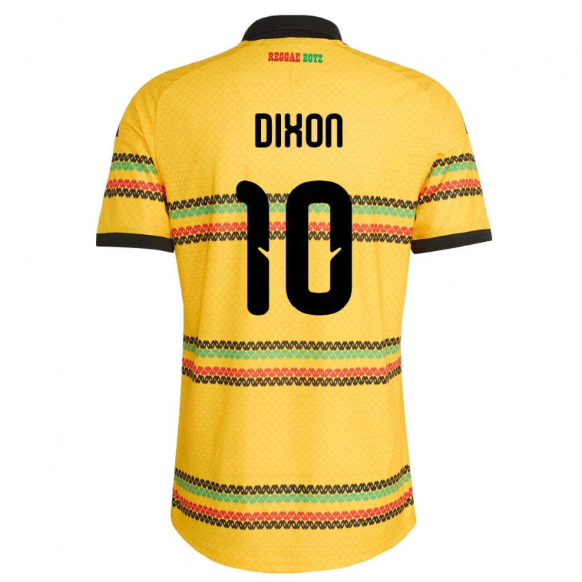 Danxen Hombre Camiseta Jamaica Kaheim Dixon #10 Amarillo Negro Verde 1ª Equipación 26-28 La Camisa México
