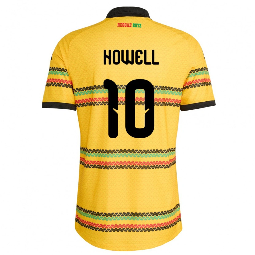 Danxen Hombre Camiseta Jamaica Jabarie Howell #10 Amarillo Negro Verde 1ª Equipación 26-28 La Camisa México