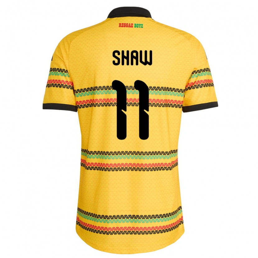 Danxen Hombre Camiseta Jamaica Khadija Shaw #11 Amarillo Negro Verde 1ª Equipación 26-28 La Camisa México