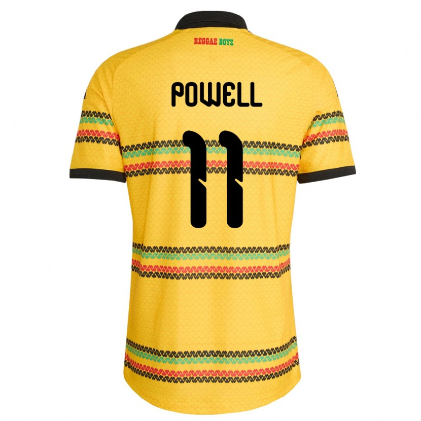 Danxen Hombre Camiseta Jamaica Destiny Powell #11 Amarillo Negro Verde 1ª Equipación 26-28 La Camisa México