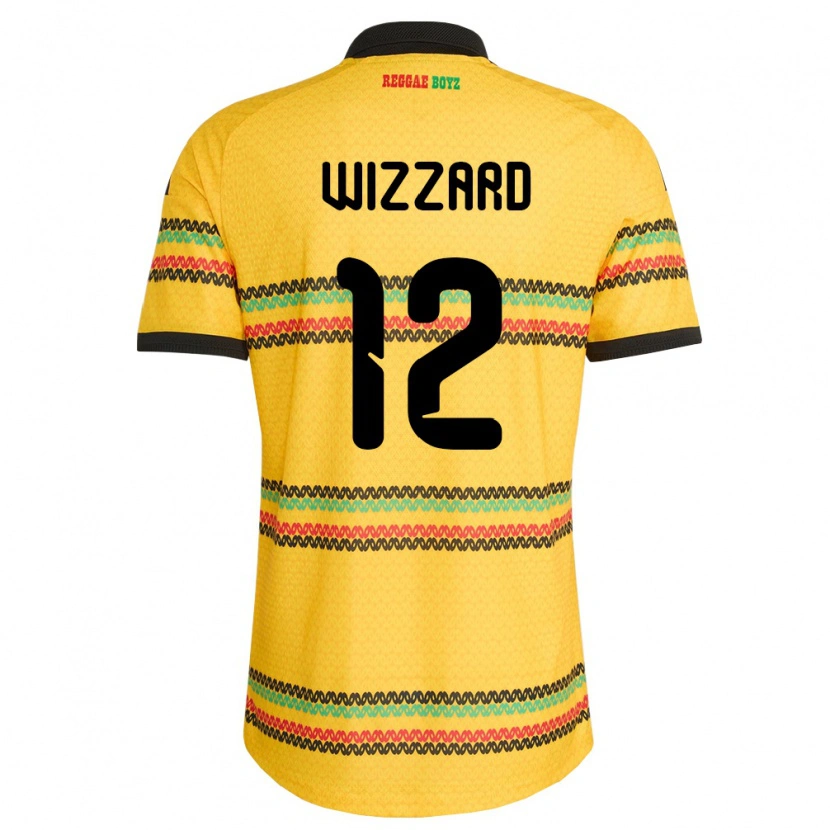 Danxen Hombre Camiseta Jamaica Shadeko Wizzard #12 Amarillo Negro Verde 1ª Equipación 26-28 La Camisa México