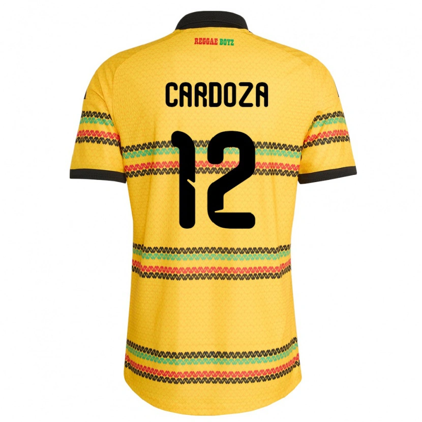 Danxen Hombre Camiseta Jamaica Naya Cardoza #12 Amarillo Negro Verde 1ª Equipación 26-28 La Camisa México