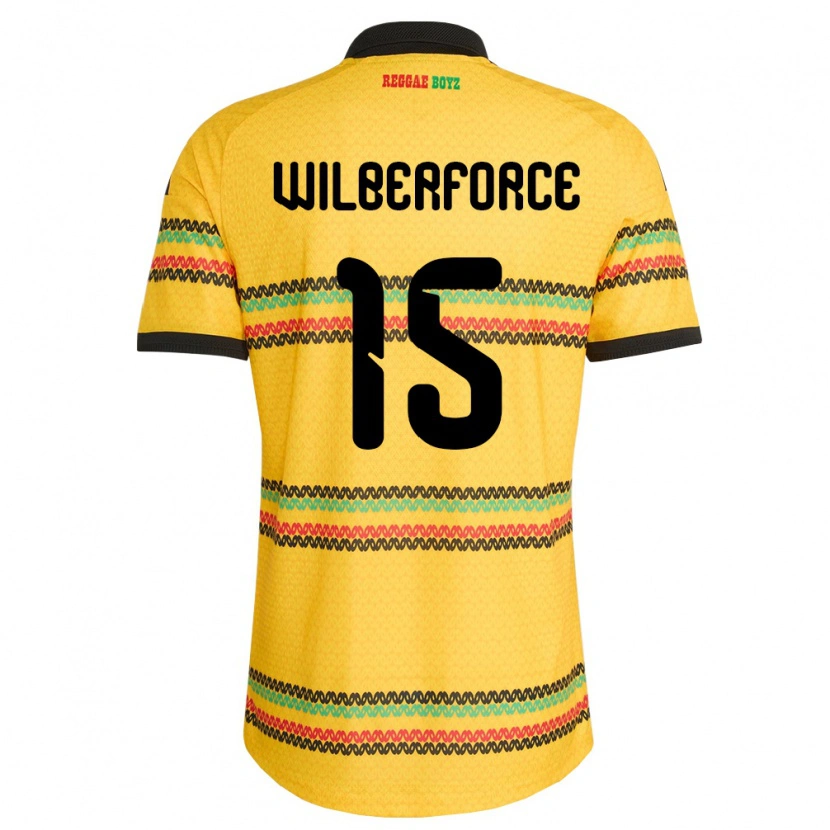 Danxen Hombre Camiseta Jamaica Odane Wilberforce #15 Amarillo Negro Verde 1ª Equipación 26-28 La Camisa México