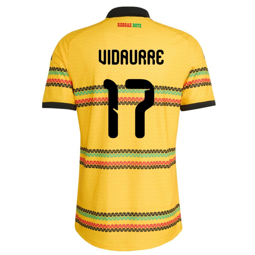Danxen Hombre Camiseta Jamaica Zoe Vidaurre #17 Amarillo Negro Verde 1ª Equipación 26-28 La Camisa México