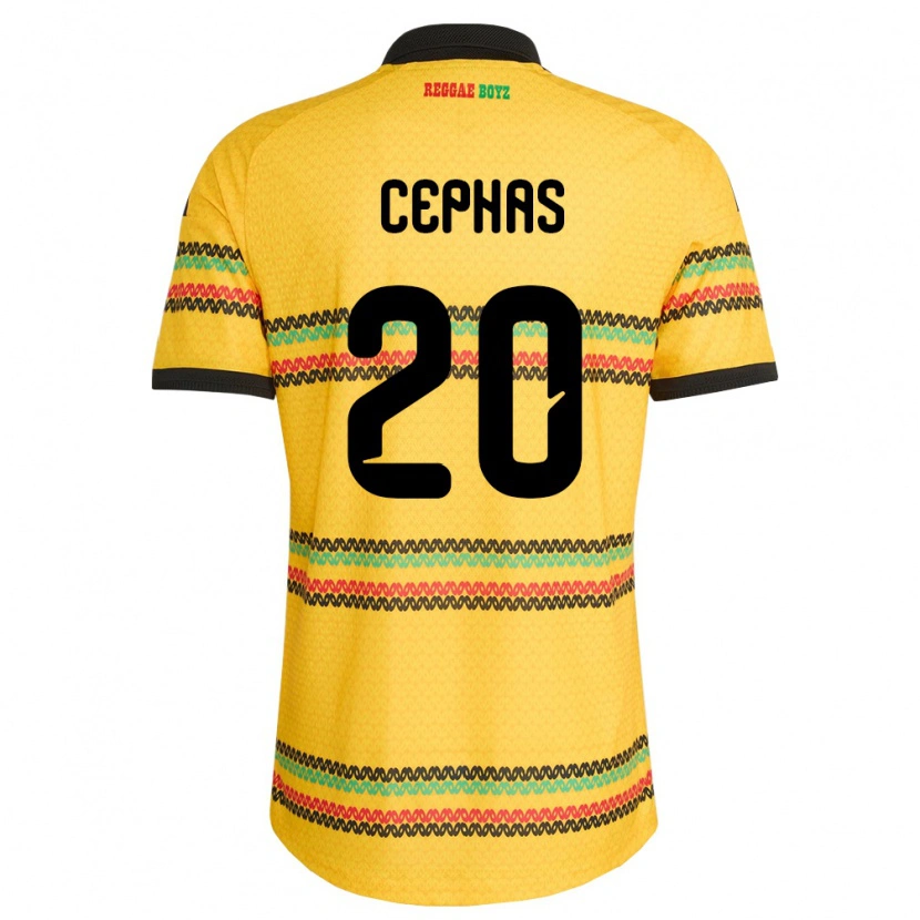 Danxen Hombre Camiseta Jamaica Renaldo Cephas #20 Amarillo Negro Verde 1ª Equipación 26-28 La Camisa México