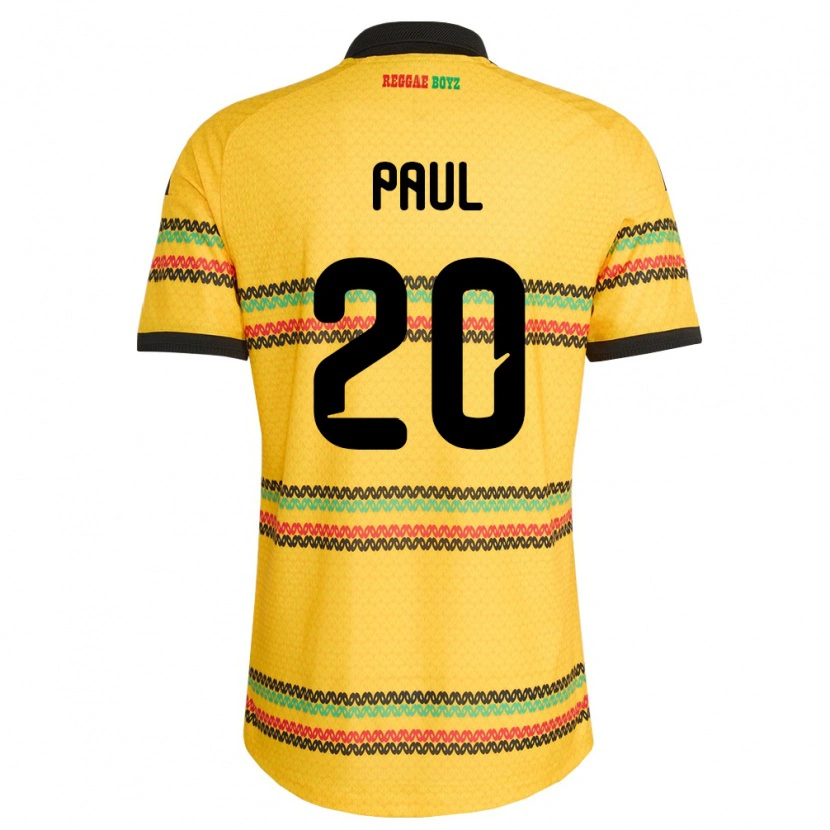 Danxen Hombre Camiseta Jamaica Lachante Paul #20 Amarillo Negro Verde 1ª Equipación 26-28 La Camisa México