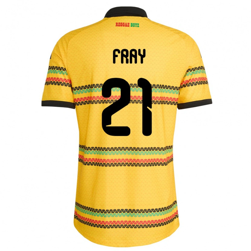 Danxen Hombre Camiseta Jamaica Ian Fray #21 Amarillo Negro Verde 1ª Equipación 26-28 La Camisa México