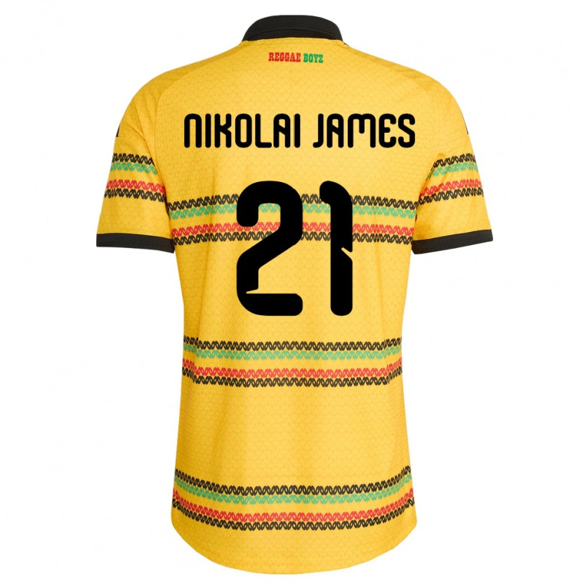 Danxen Hombre Camiseta Jamaica Alex Nikolai James #21 Amarillo Negro Verde 1ª Equipación 26-28 La Camisa México