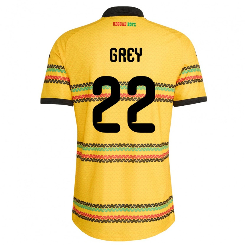 Danxen Hombre Camiseta Jamaica Mireya Grey #22 Amarillo Negro Verde 1ª Equipación 26-28 La Camisa México