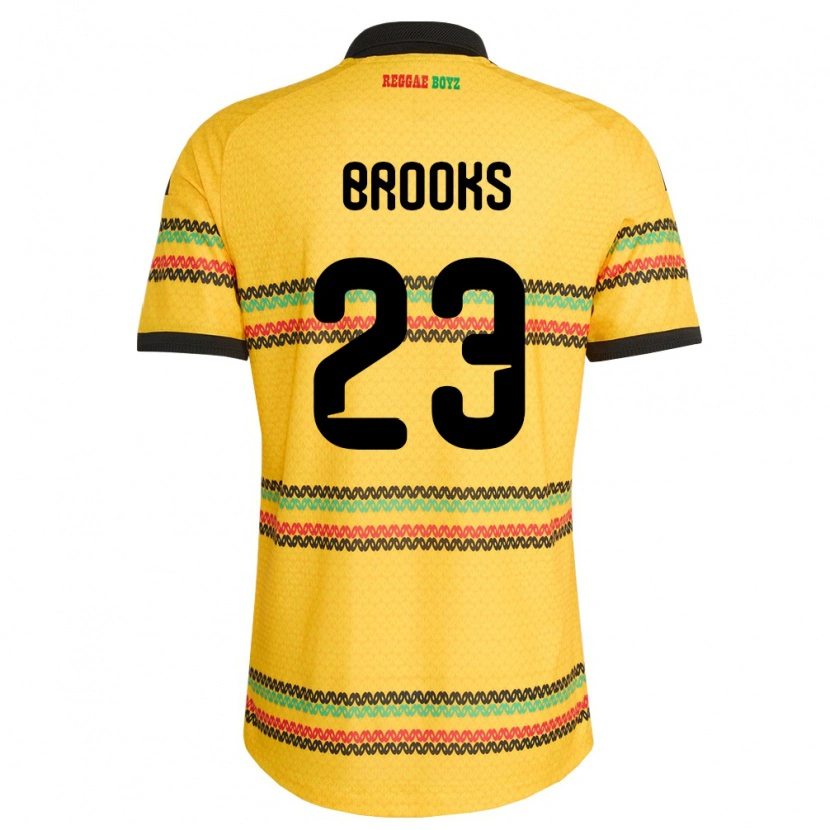 Danxen Hombre Camiseta Jamaica Liya Brooks #23 Amarillo Negro Verde 1ª Equipación 26-28 La Camisa México