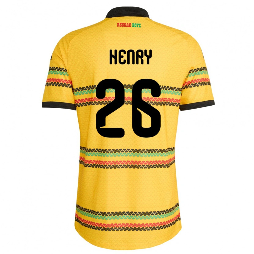 Danxen Hombre Camiseta Jamaica Rico Henry #26 Amarillo Negro Verde 1ª Equipación 26-28 La Camisa México