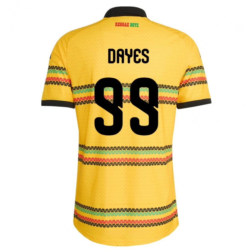 Danxen Hombre Camiseta Jamaica Malikae Dayes #99 Amarillo Negro Verde 1ª Equipación 26-28 La Camisa México