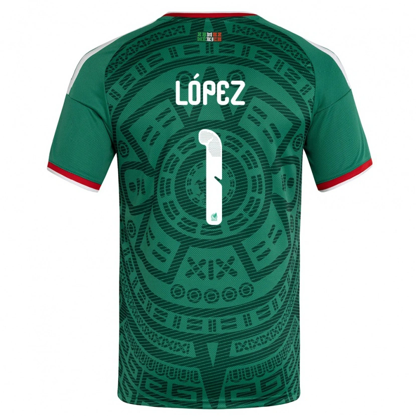 Danxen Hombre Camiseta México Santiago López #1 Verde Blanco Rojo 1ª Equipación 26-28 La Camisa México