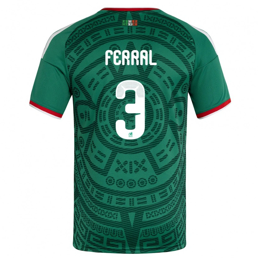 Danxen Hombre Camiseta México Cristina Ferral #3 Verde Blanco Rojo 1ª Equipación 26-28 La Camisa México
