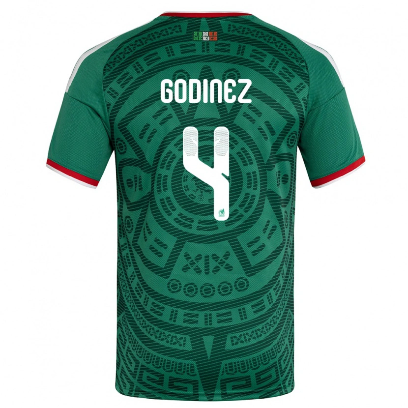 Danxen Hombre Camiseta México André Godinez #4 Verde Blanco Rojo 1ª Equipación 26-28 La Camisa México