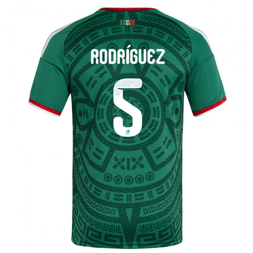 Danxen Hombre Camiseta México Jorge Rodríguez #5 Verde Blanco Rojo 1ª Equipación 26-28 La Camisa México
